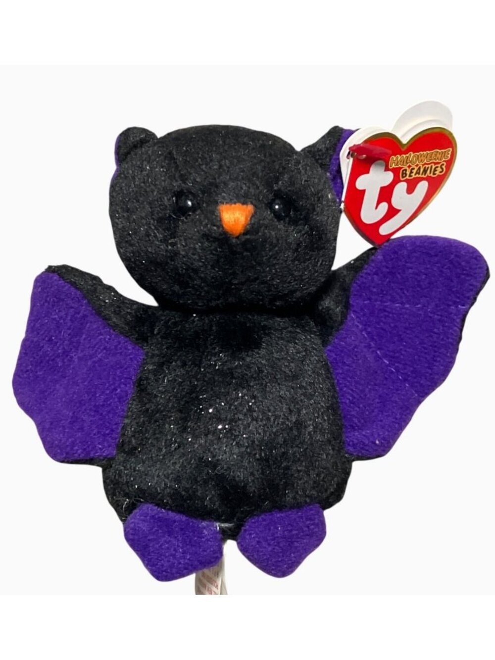 Ty Halloweenie Beanies Scarem Black & Purple Glitter Bat Plush Toy